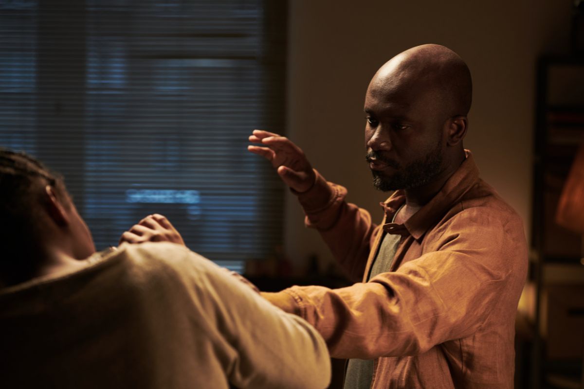 Man involved in a physical confrontation. Man involved in a physical confrontation.