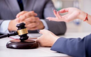 Client consulting with criminal defence lawyer.