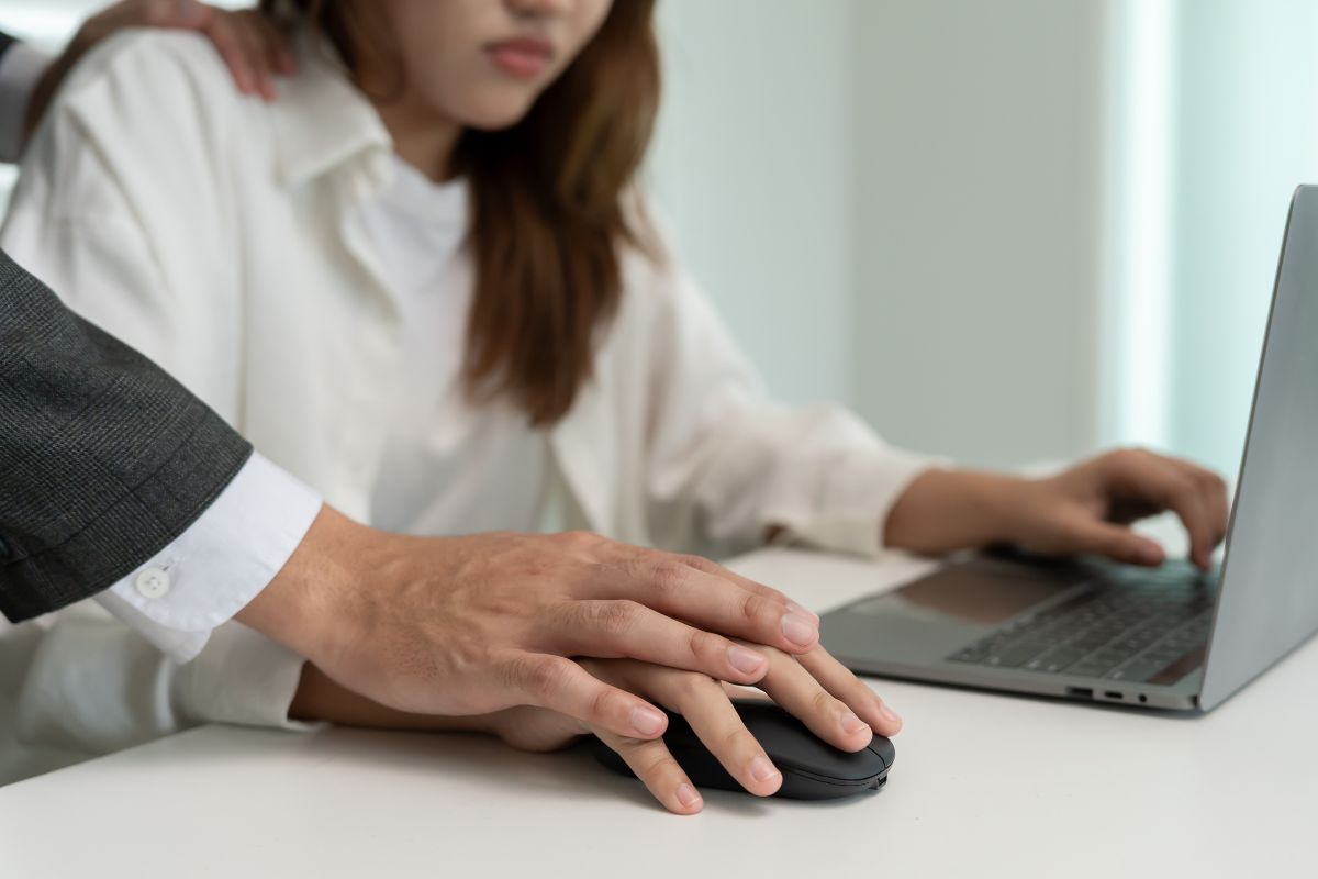 A manager harassed a female colleague.