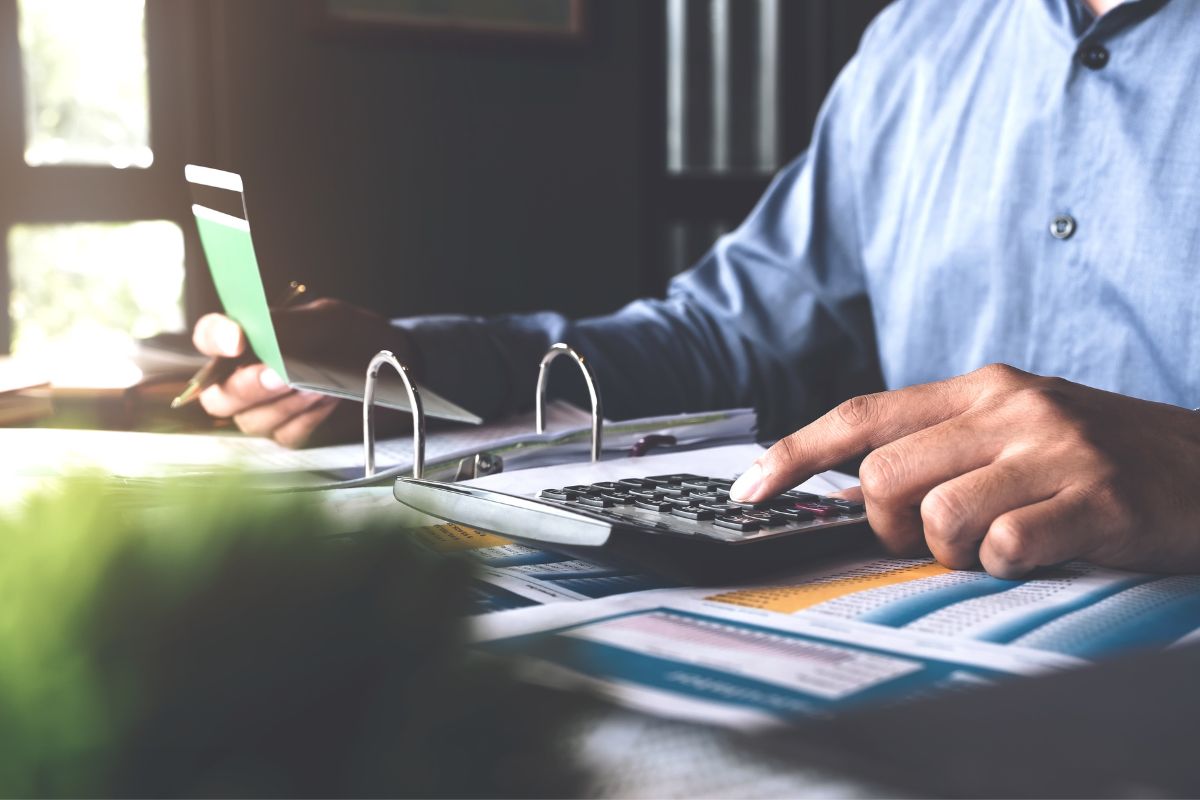 Man reviewing financial documents.