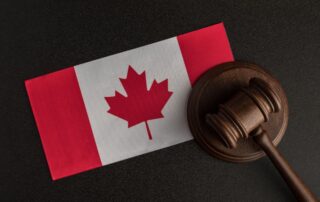 A Canadian flag with a gavel.