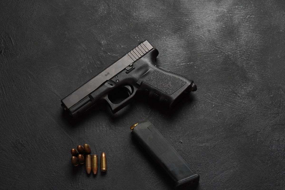 Handgun and bullets.