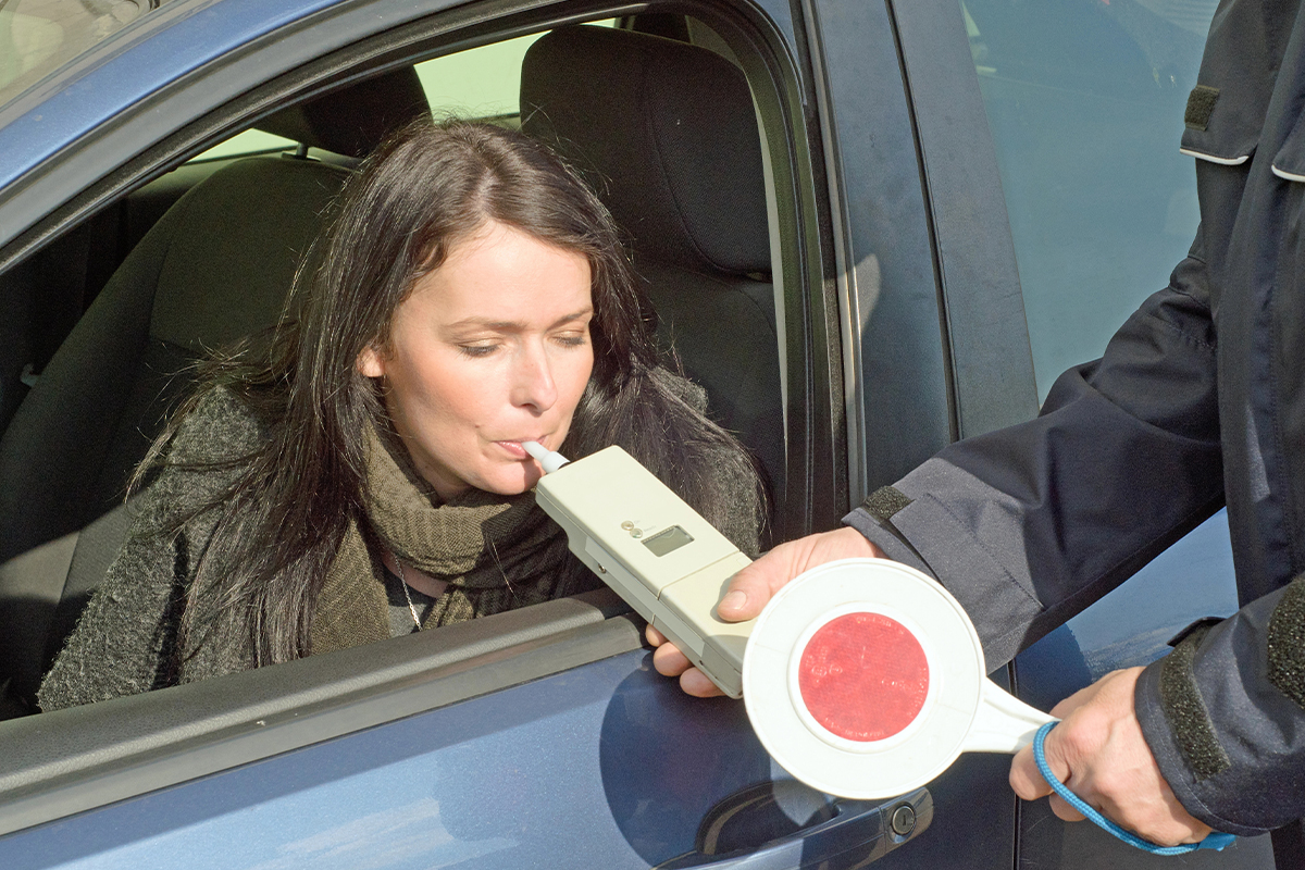 A sobriety examination by a policeman