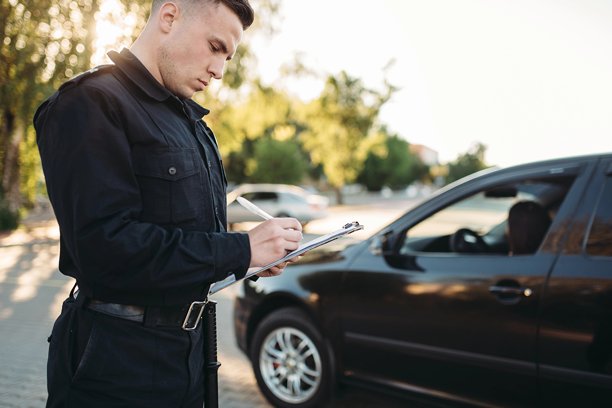 A police officer issuing a ticket