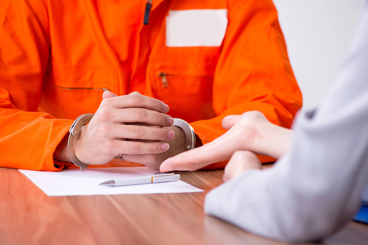 A lawyer discusses a plea deal with her client