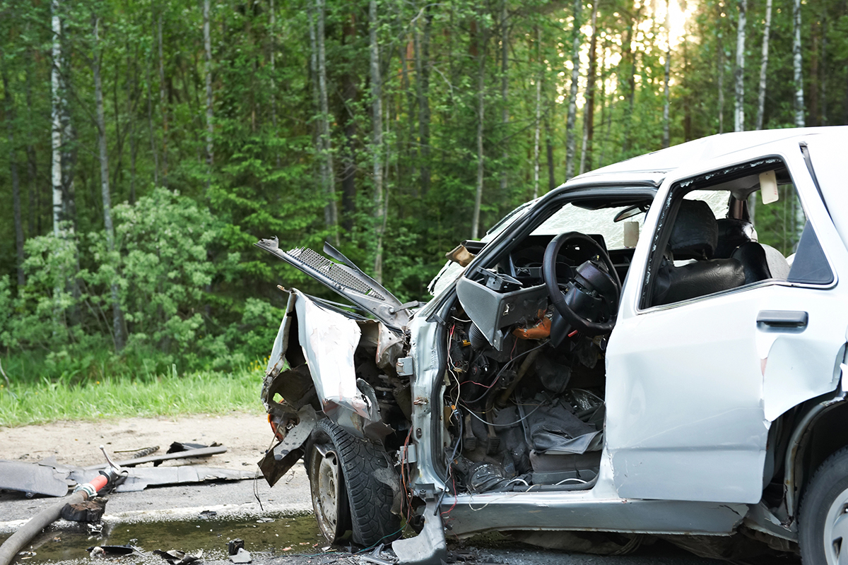 Damaged vehicle from an accident