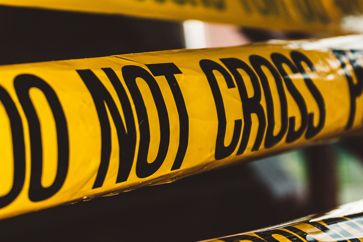 Police tape at a crime scene
