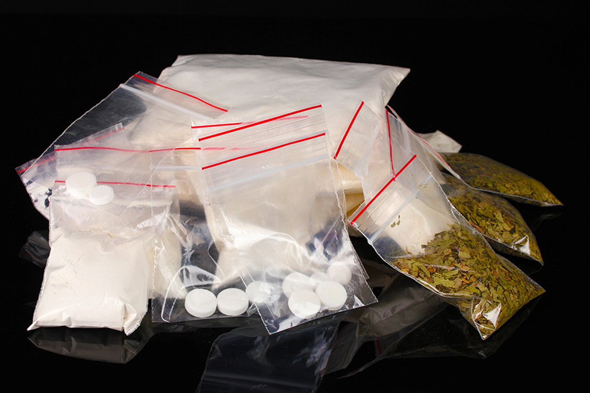 Illegal drugs on a table