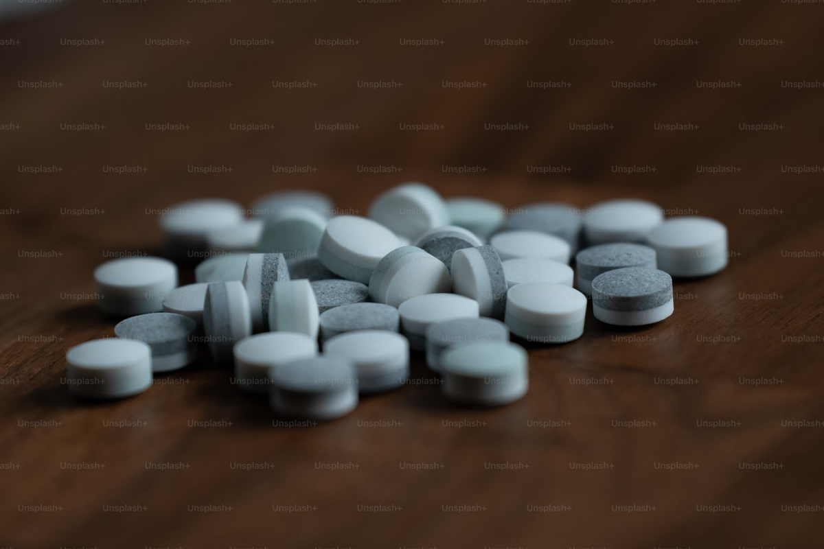 A pile of white piles on a table