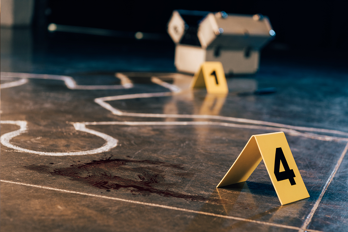 A chalk line with evidence markers