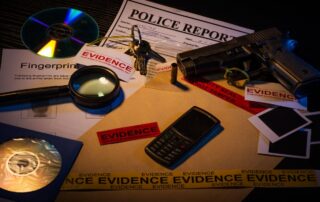 Police evidence including a gun