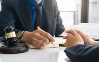 Lawyer discussing probation terms with client.